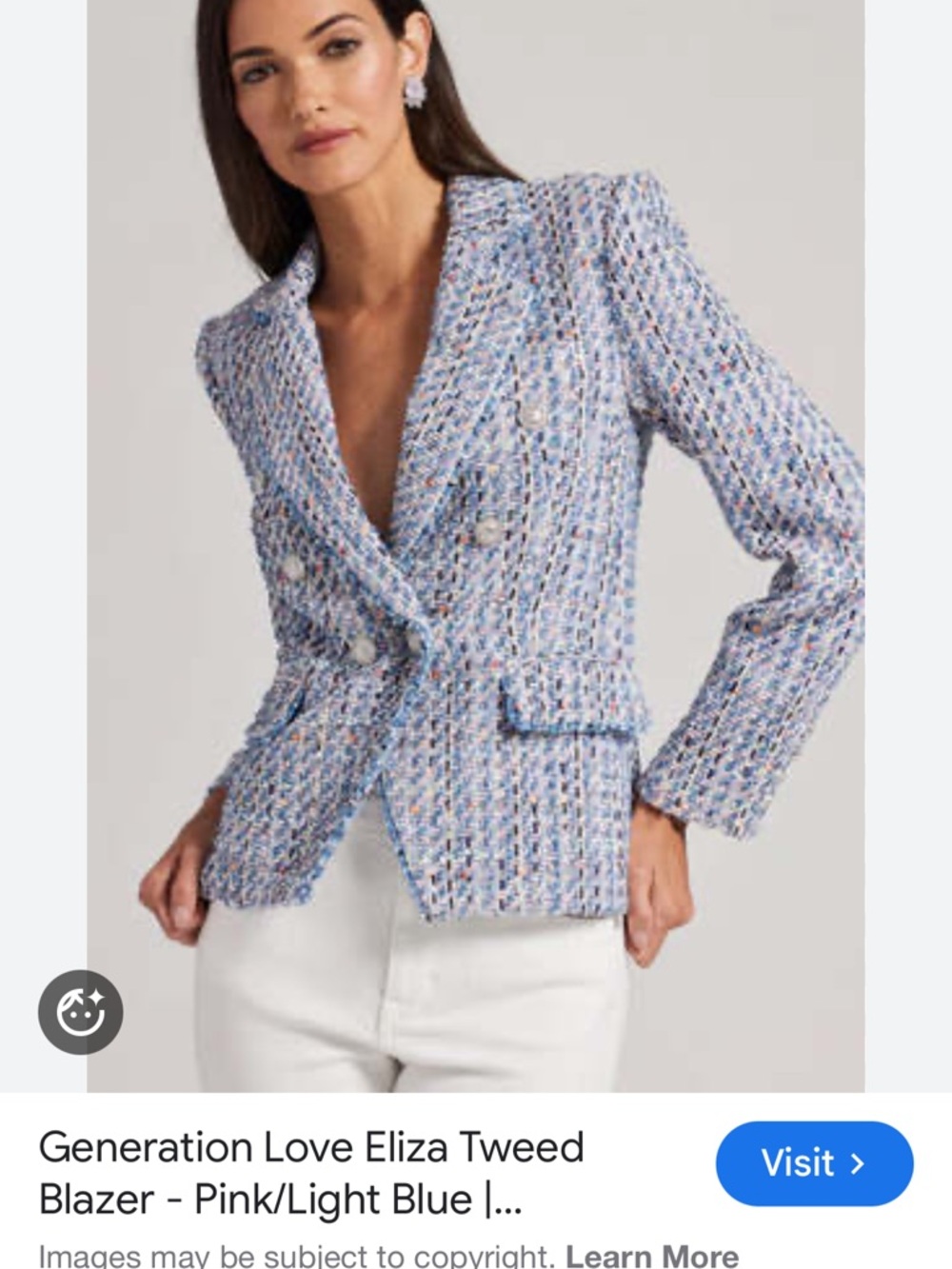 Generation Love Light Blue Tweed Blazer Womens Size XL